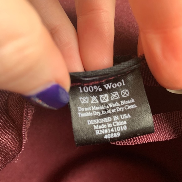 100% wool Wide brim burgundy hat - Picture 4 of 8